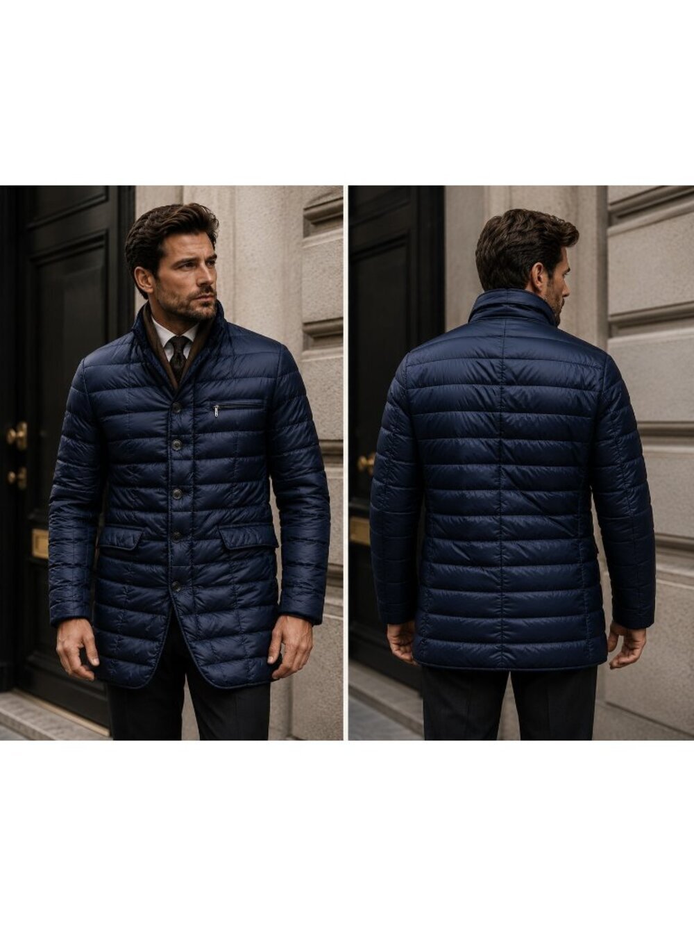 Jan Mayen Arctic Garment Men's Down Quilted Coat Jacket Navy Blue Size 50 Italy
